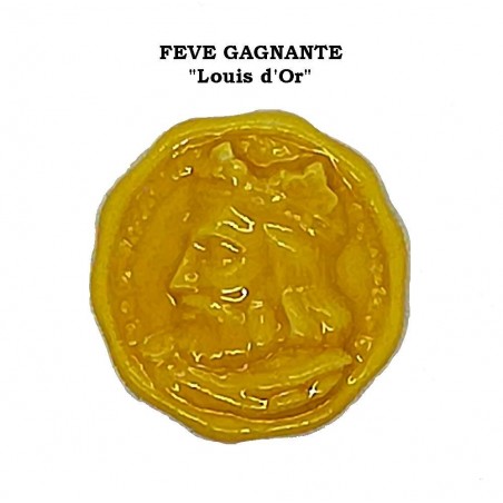 Winning fève numbered "Louis golden coins"