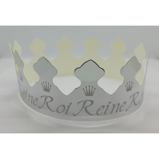 Corona Rey & Reina - fondo plata / motivo blanco