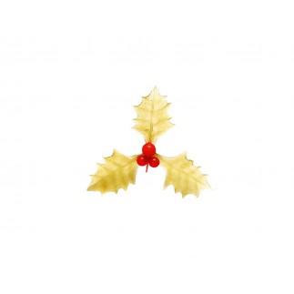 Triple red and gold holly leaves x4 "new finish"