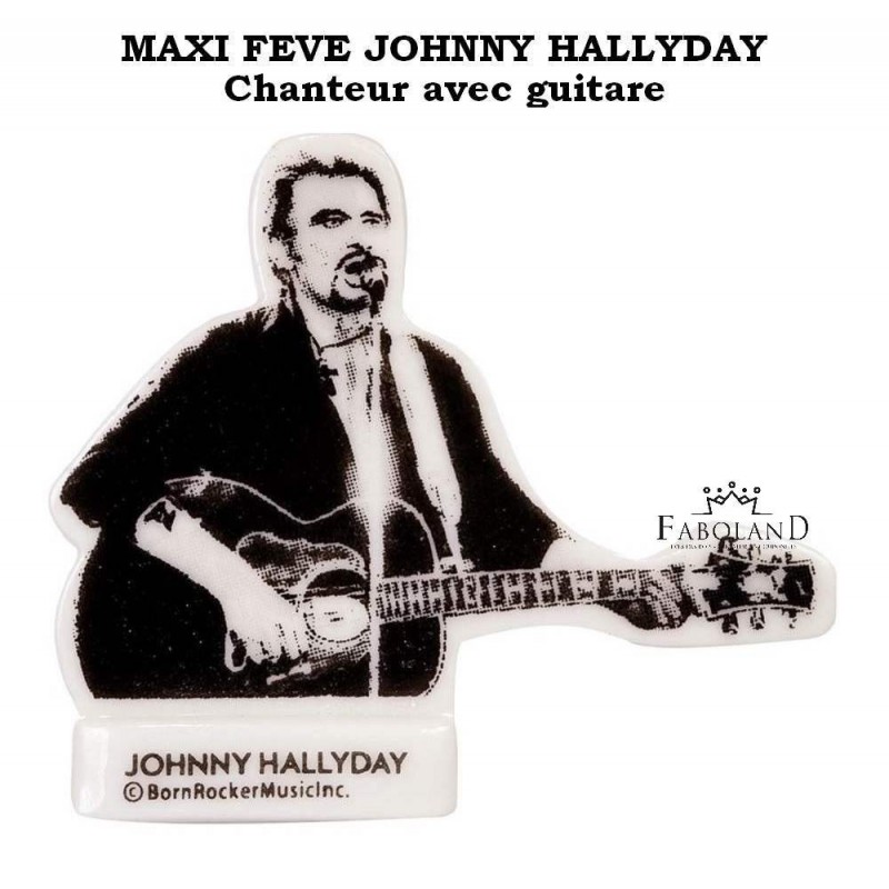 MAXI FÈVE "Johnny HALLYDAY" chanteur avec guitare - Hauteur 7,5 cm