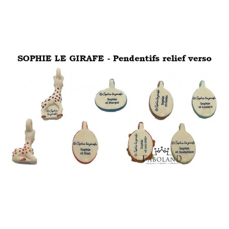Sophie la jirafa "Colgantes bajorrelieve" - caja de 100 piezas