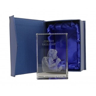 JOHNNY HALLYDAY - Glass cube (big model) - laser engraved