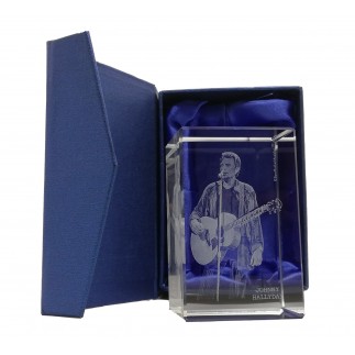 JOHNNY HALLYDAY - CUBE VERRE PM - GRAVURE LASER