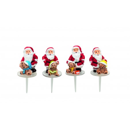 Père Noël avec oursons  x4