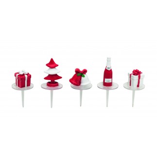 Box of 48 red and white christmas deco