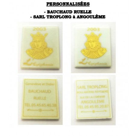 Lot 2 fèves personnalisées CARTE DE VŒUX - BAUCHAUD / TROPLONG