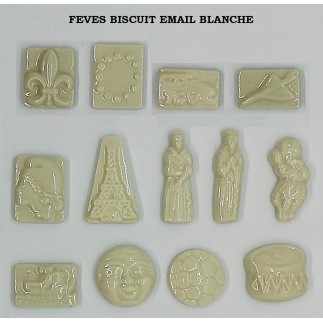 White enamel biscuit fèves