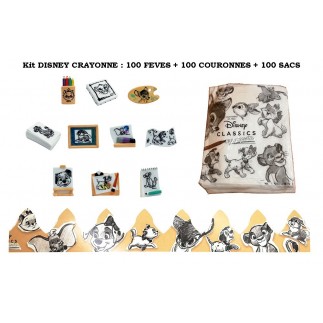 DISNEY CRAYONNE kit - 100 feves + 100 crowns + 100 king cake bags
