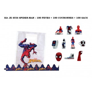 Kit "Je suis SPIDER-MAN" - 100 fèves + 100 couronnes + 100 sacs à galette