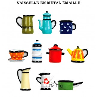 Vaisselle en métal émaillé - Boîte de 100 pièces