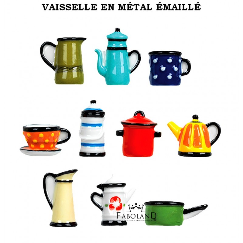 Vaisselle en métal émaillé - Boîte de 100 pièces