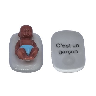 Annonce originale pour l'arrivée d'un bébé - C'est un garçon - peau marron